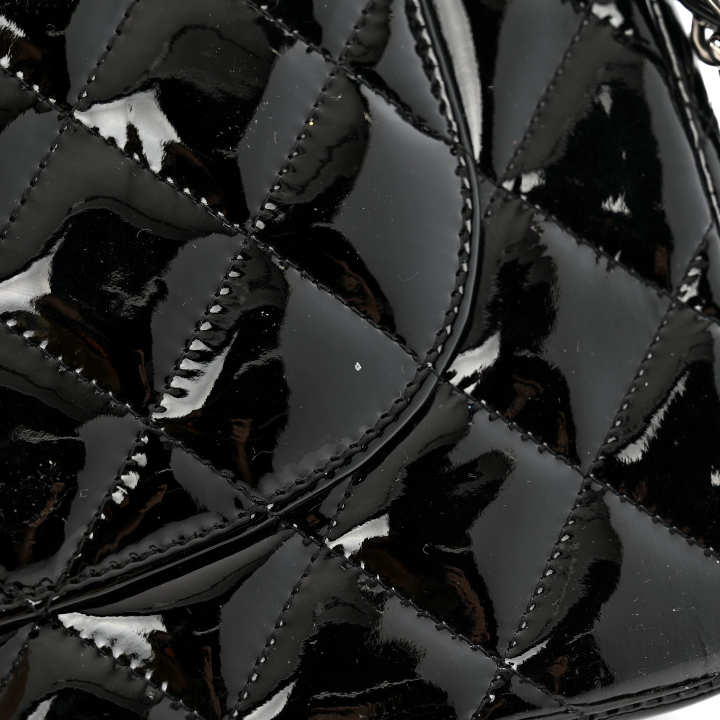 Patent Quilted Jumbo Double Flap Black