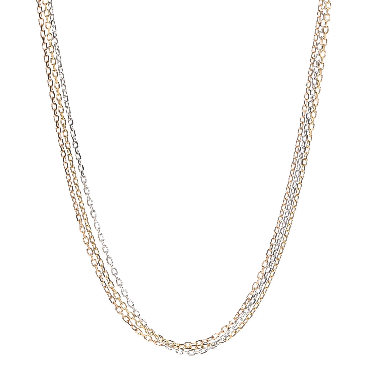 Cartier 18K Pink Yellow White Gold Three Chain Necklace 1 of 5