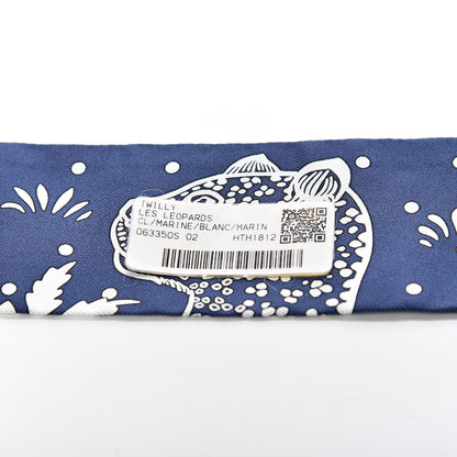 Hermes Silk Les Leopards Twilly Marine White 5 of 5