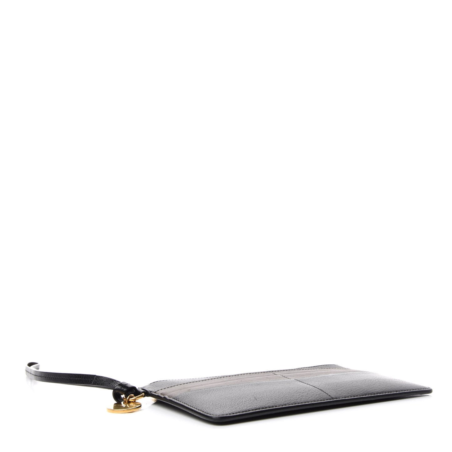 Calfskin GV3 Wristlet Zip Card Holder Black Grey