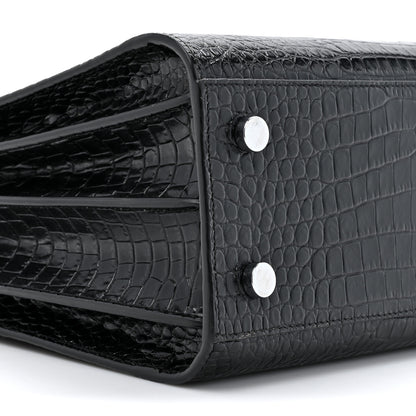 Saint Laurent Calfskin Crocodile Embossed Baby Sac De Jour Black 9 of 13