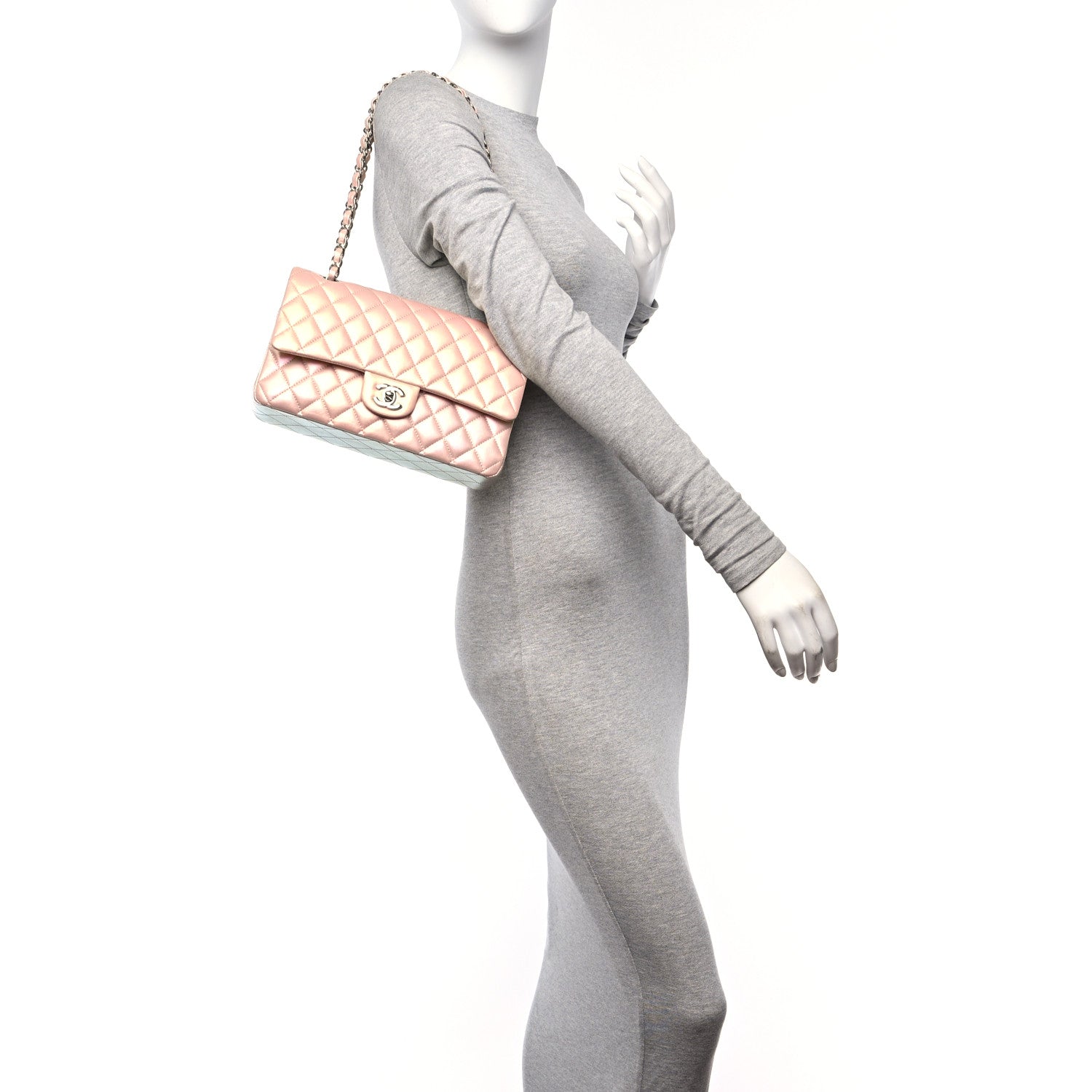 Chanel Iridescent Calfskin Quilted Medium Double Flap Pink 2 of 10