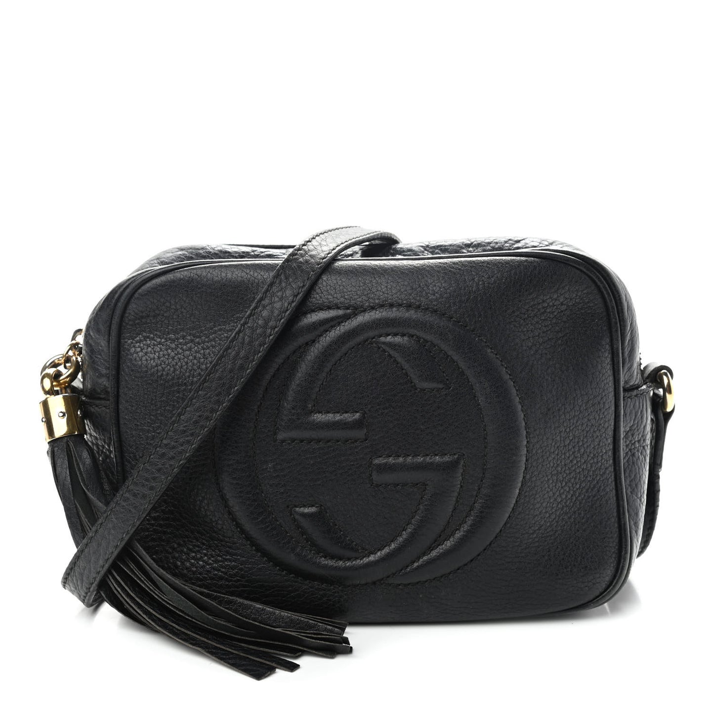 Pebbled Calfskin Small Soho Disco Bag Black