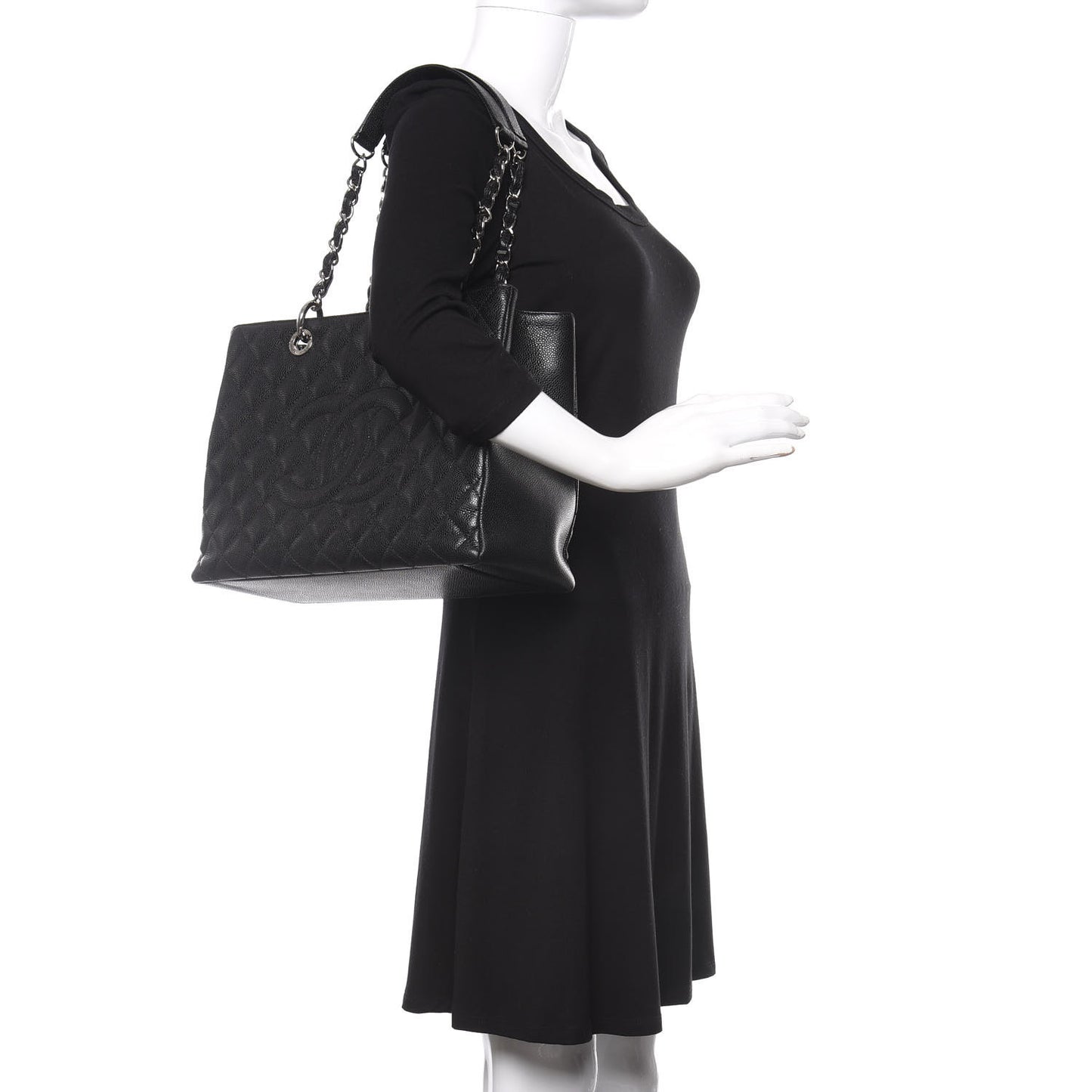 Caviar Quilted Grand Shopping Tote GST Black