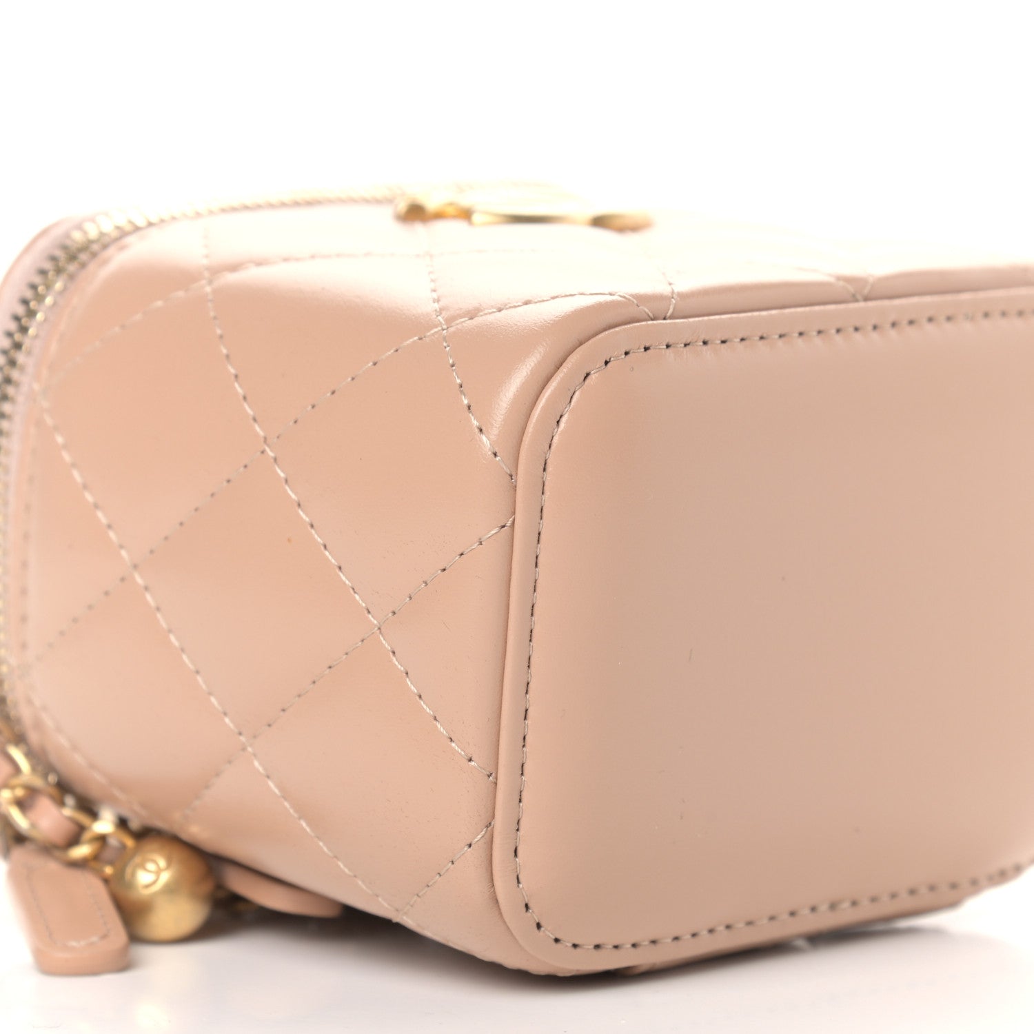 Chanel Calfskin Quilted Mini Perfect Fit Vanity Case With Chain Beige 7 of 8