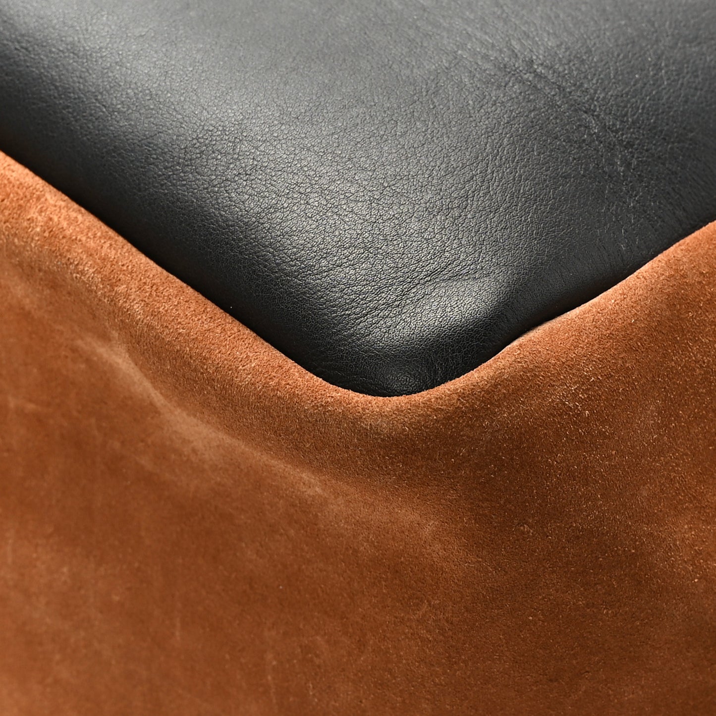 Smooth Calfskin Suede Shopping Tote Black Brown