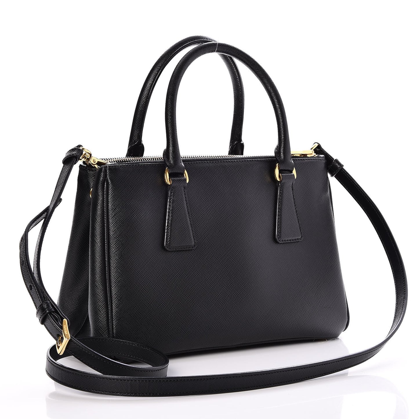 Saffiano Lux Mini Double Zip Tote Nero Black