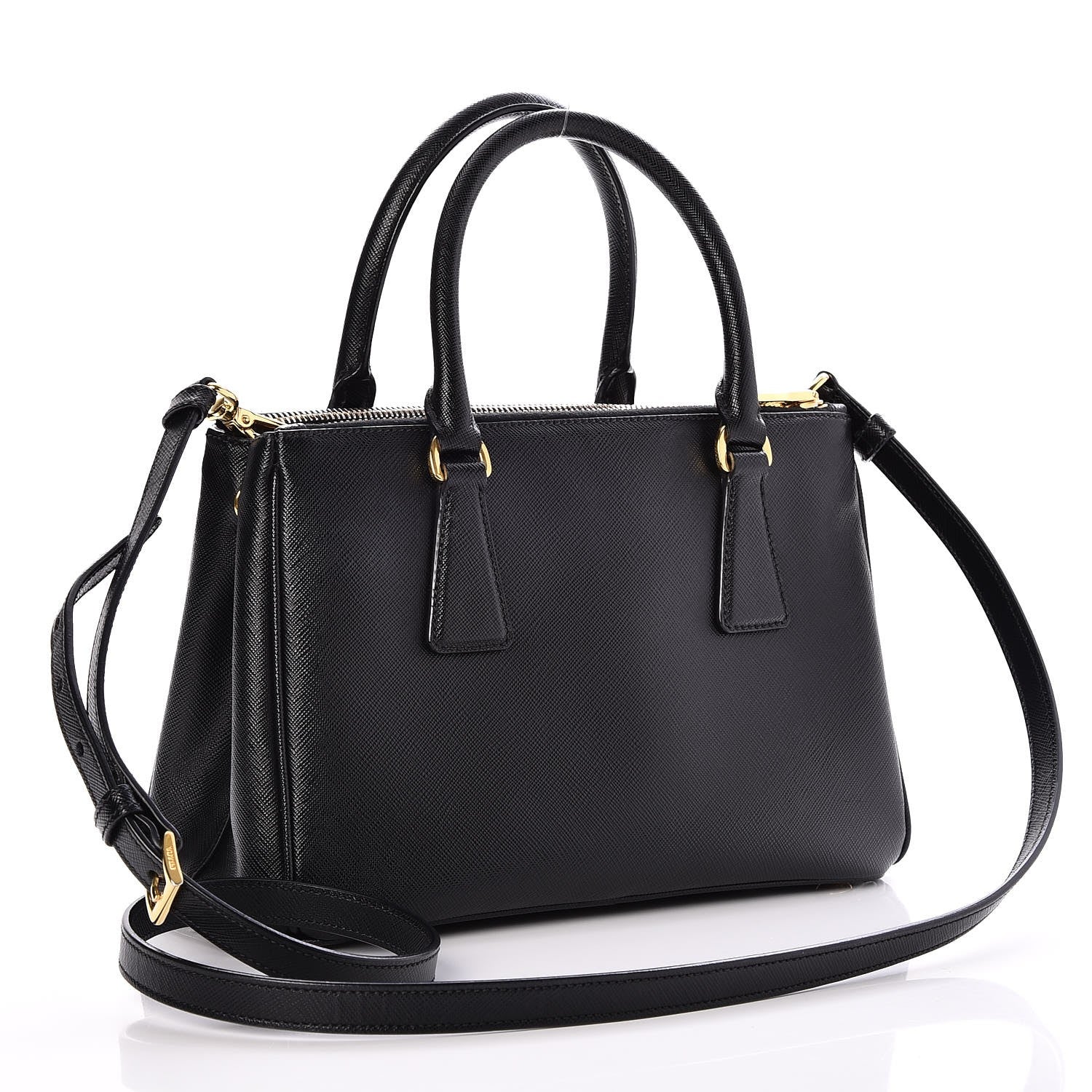Prada Saffiano Lux Mini Double Zip Tote Nero Black 4 of 9