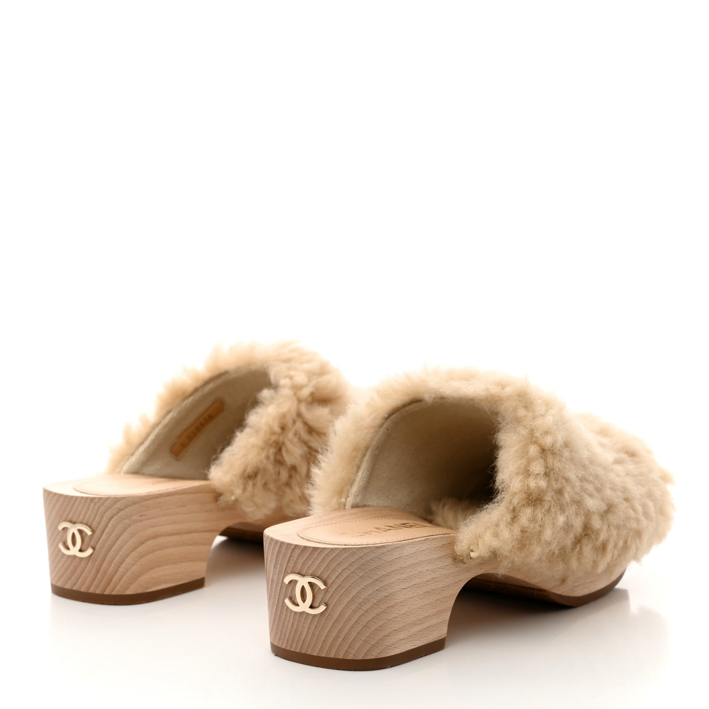 Shearling Lambskin Clogs 36 Beige