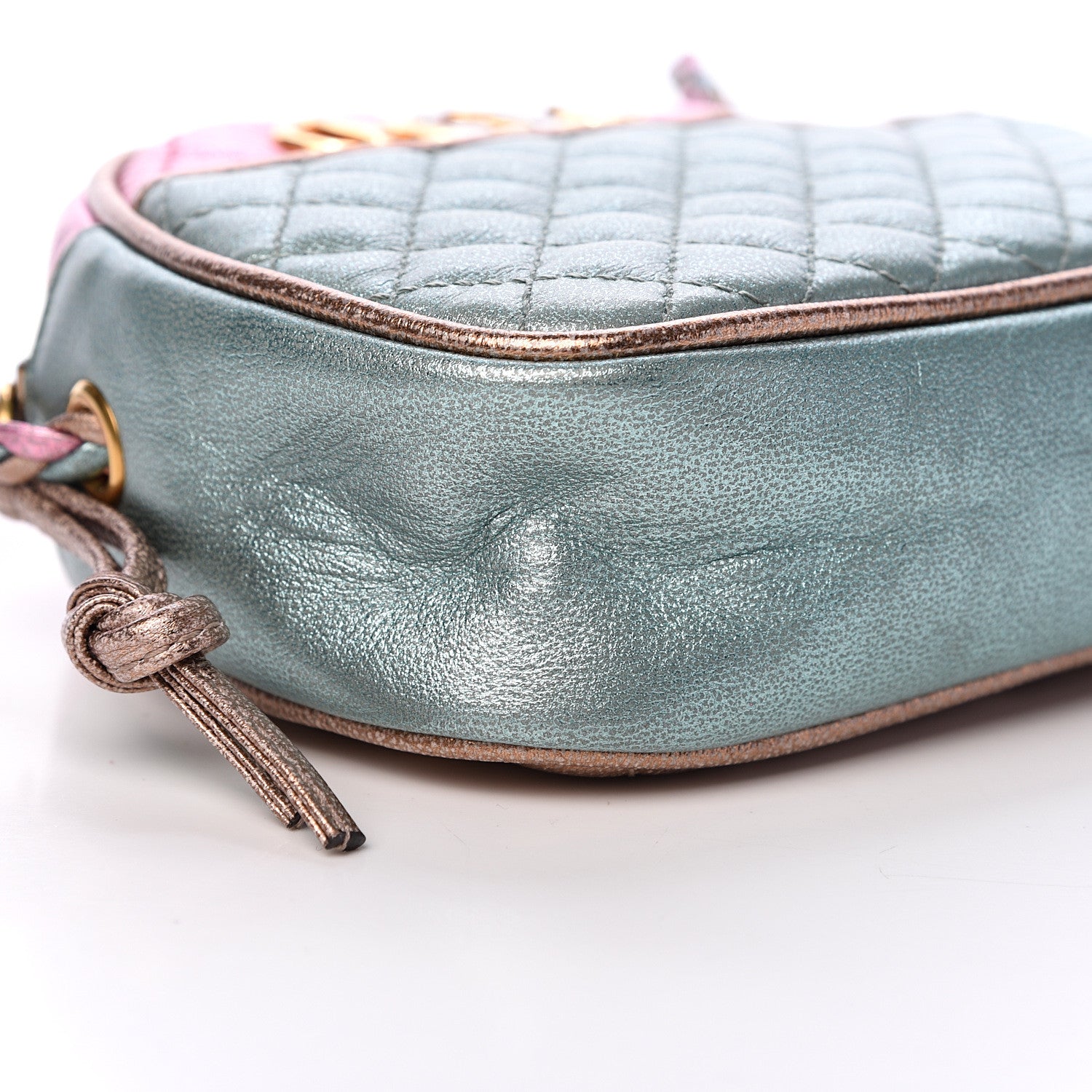 Gucci Laminated Nappa Trapuntata Mini Zumi Dome Shoulder Bag Rosa Lago Rame 8 of 9