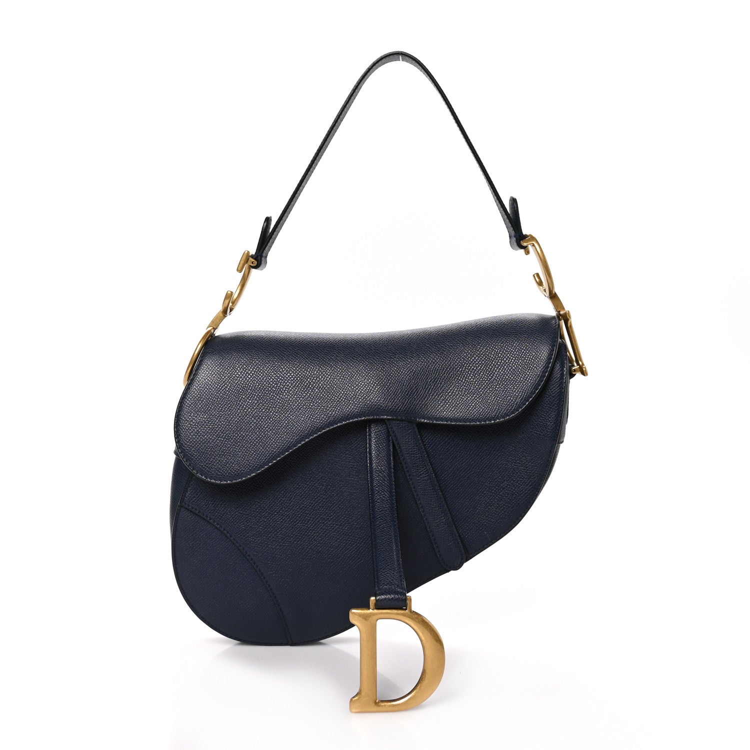 Christian Dior Grained Calfskin Saddle Bag Navy 1 of 10