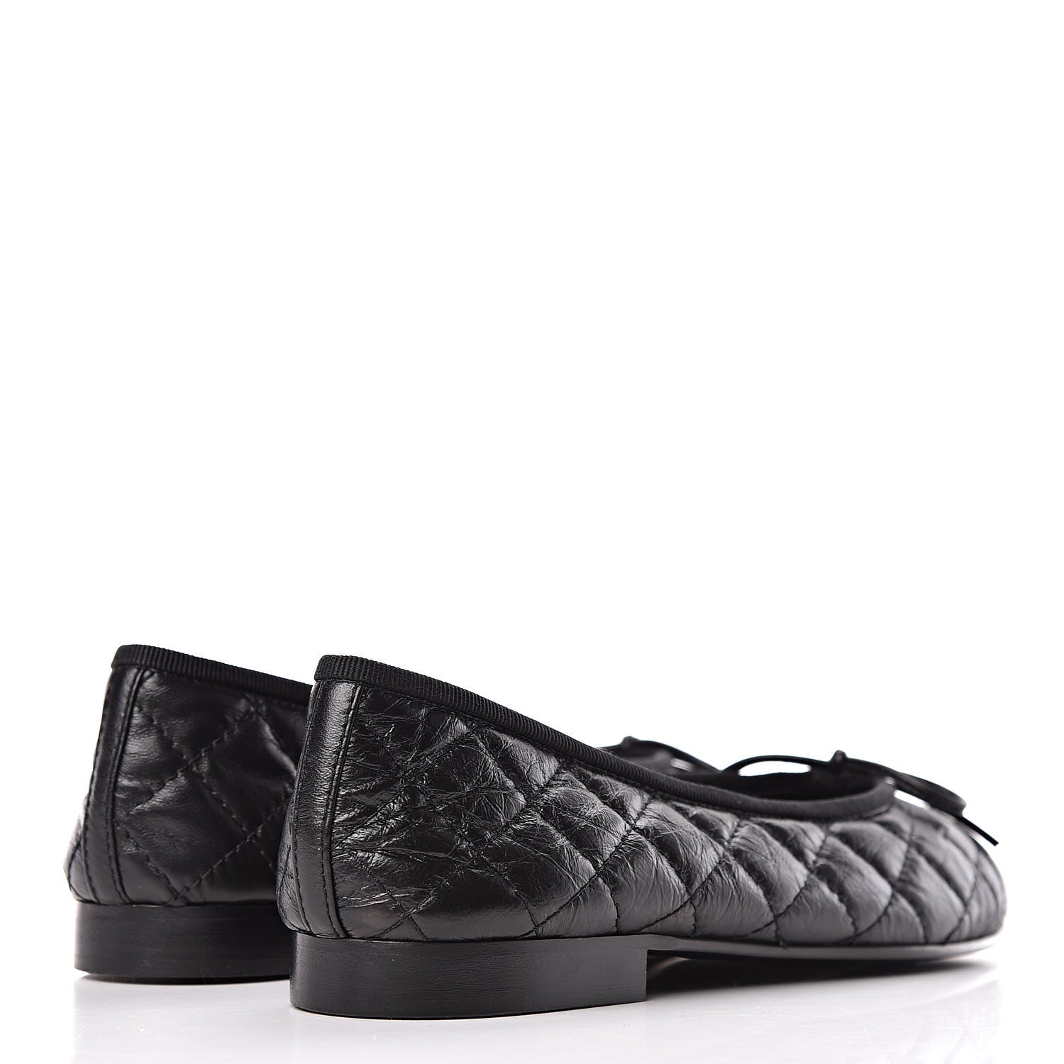 Chanel Aged Calfskin Quilted Cap Toe Ballerina Flats 37 Black 4 of 7