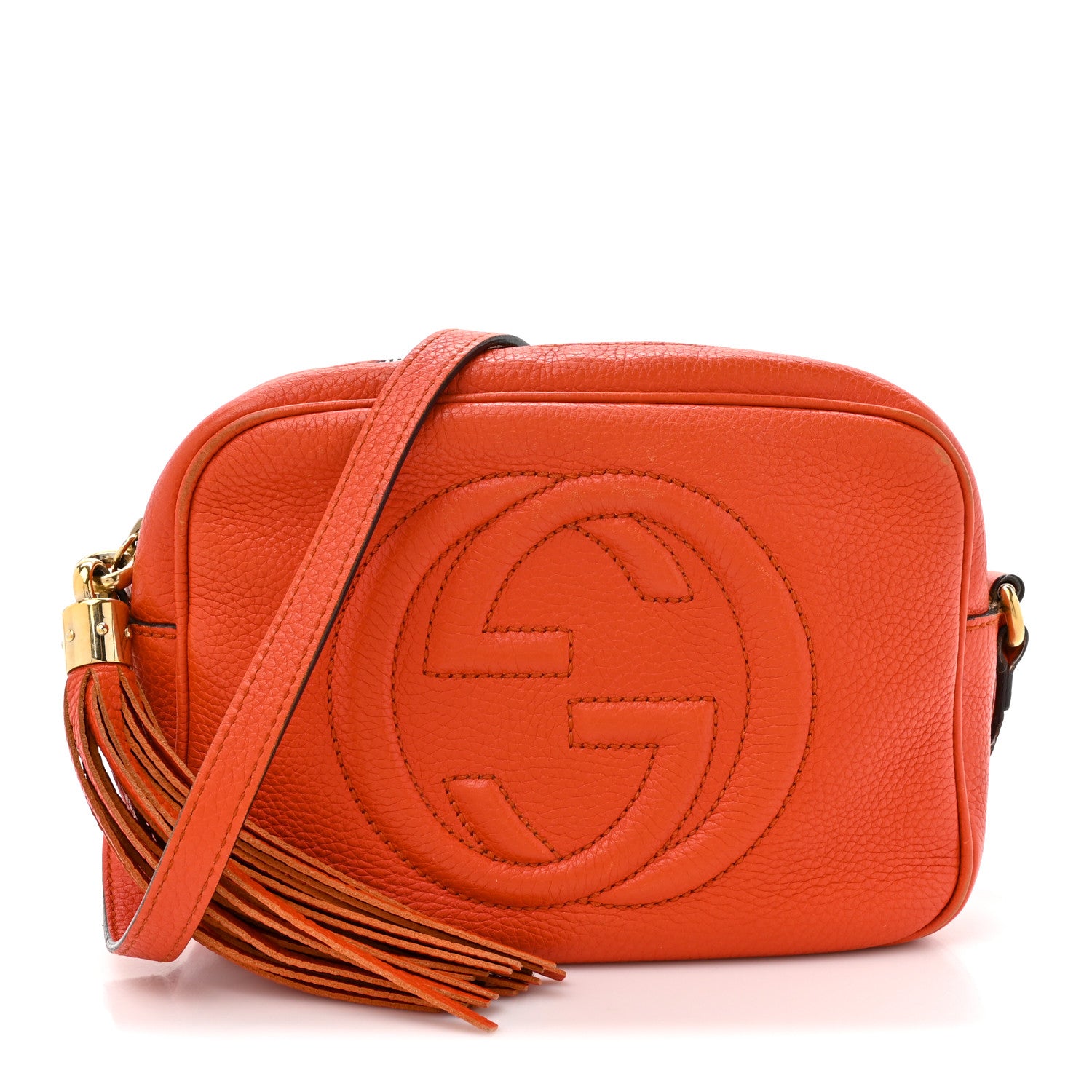 Gucci Pebbled Calfskin Small Soho Disco Bag Sun Orange 1 of 16