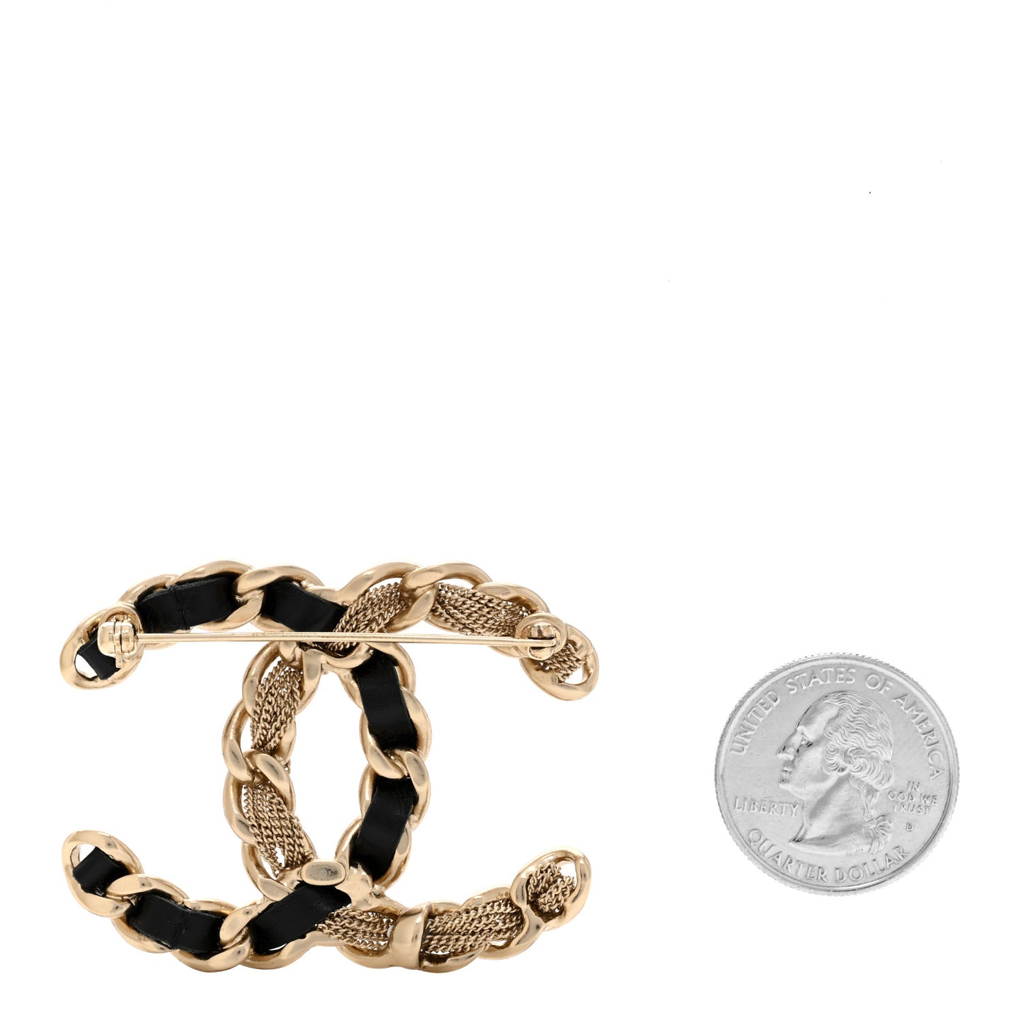 Metal Chain French New Wave CC Brooch Black Gold