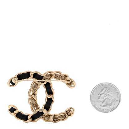 Chanel Metal Chain French New Wave CC Brooch Black Gold 3 of 4