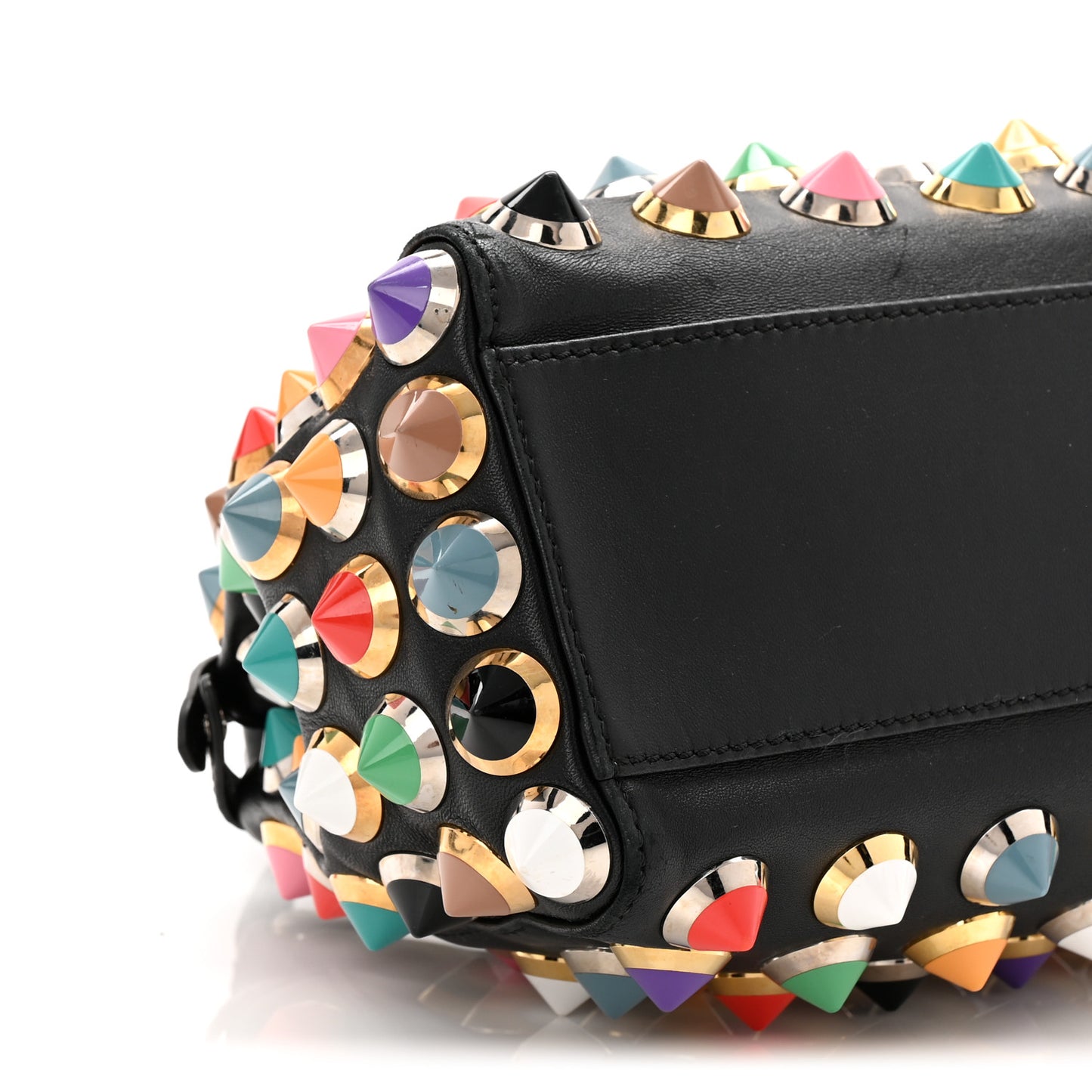 Nappa Studded Mini Peekaboo Iconic Satchel Black Multicolor