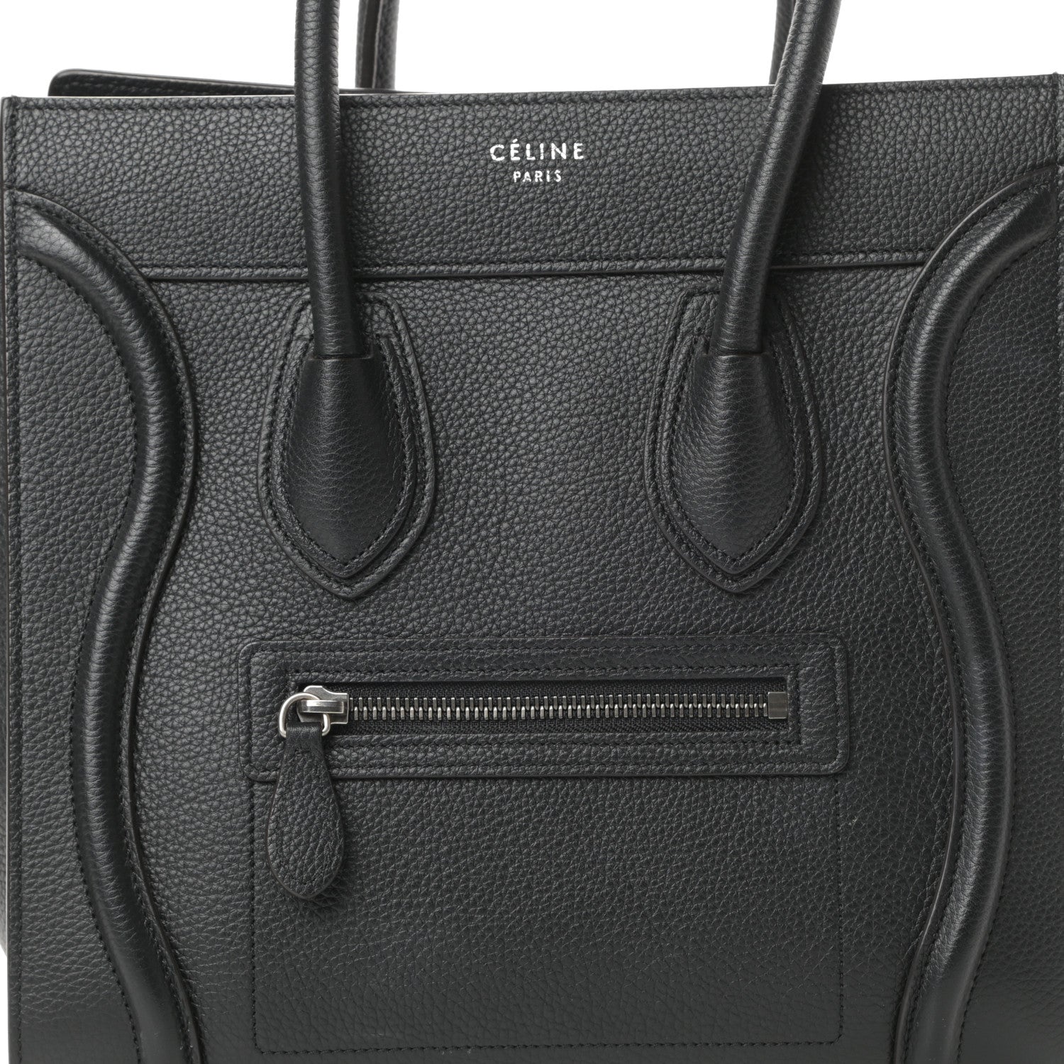 Celine Drummed Calfskin Micro Luggage Black 7 of 10