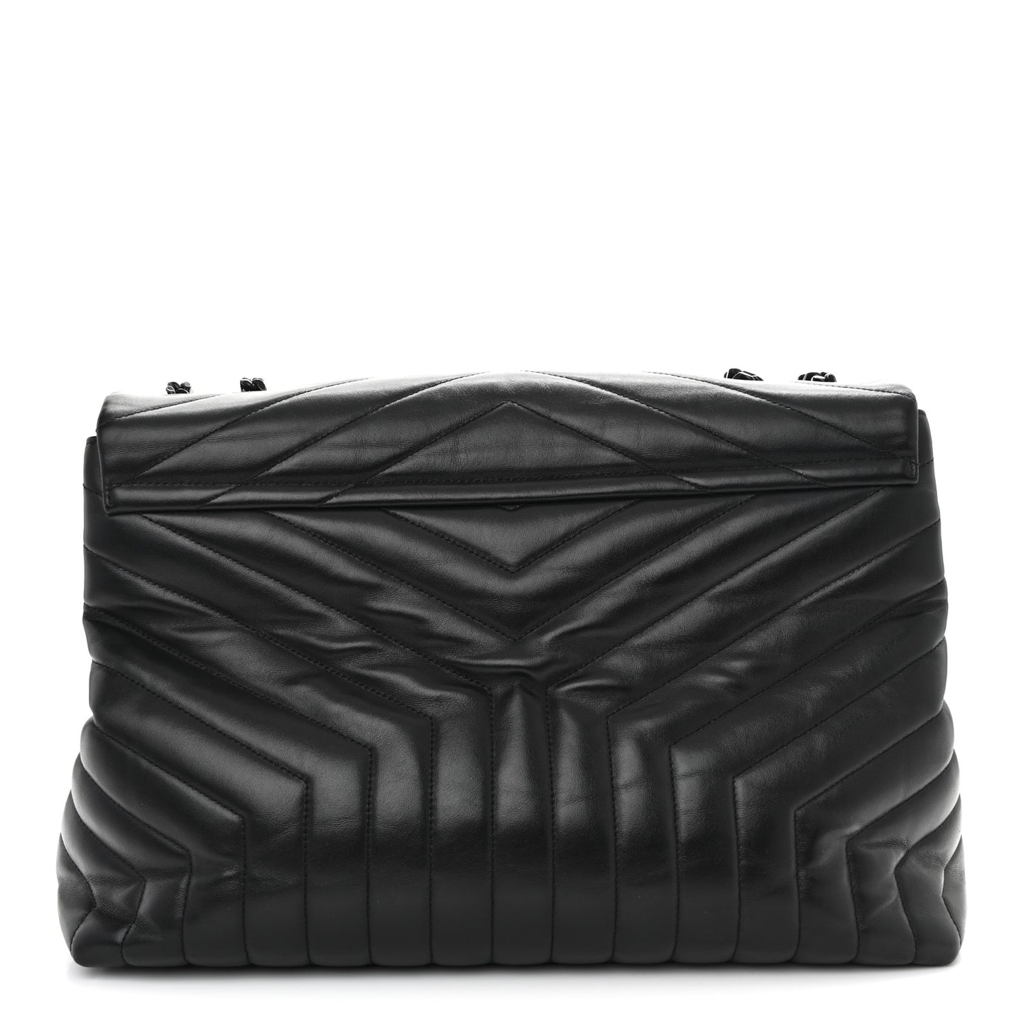 Calfskin Y Quilted Monogram Monochrome Large Loulou Chain Satchel Black