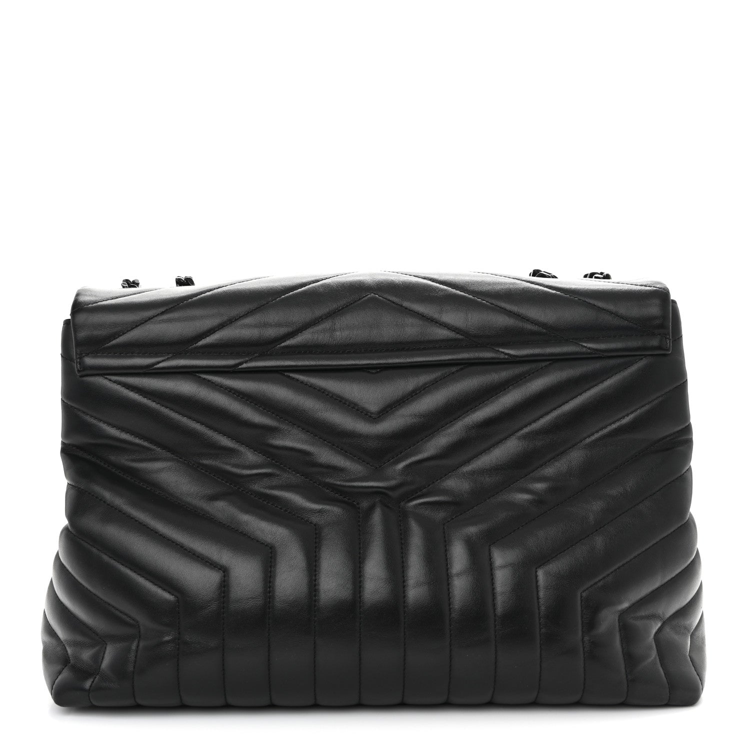Saint Laurent Calfskin Y Quilted Monogram Monochrome Large Loulou Chain Satchel Black 13 of 14