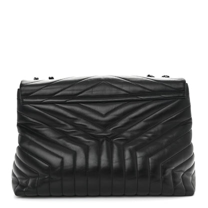 Saint Laurent Calfskin Y Quilted Monogram Monochrome Large Loulou Chain Satchel Black 13 of 14