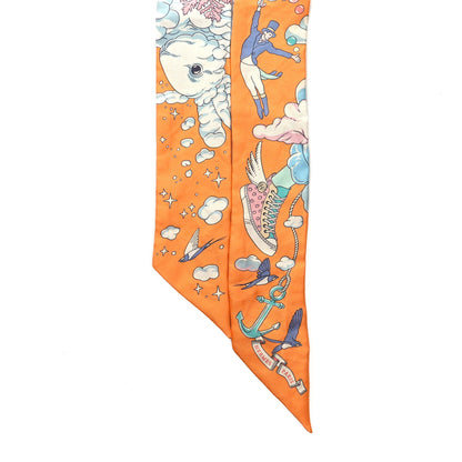 Hermes Silk Sur Mon Nuage Twilly Abricot Bleu Multicolor 2 of 4