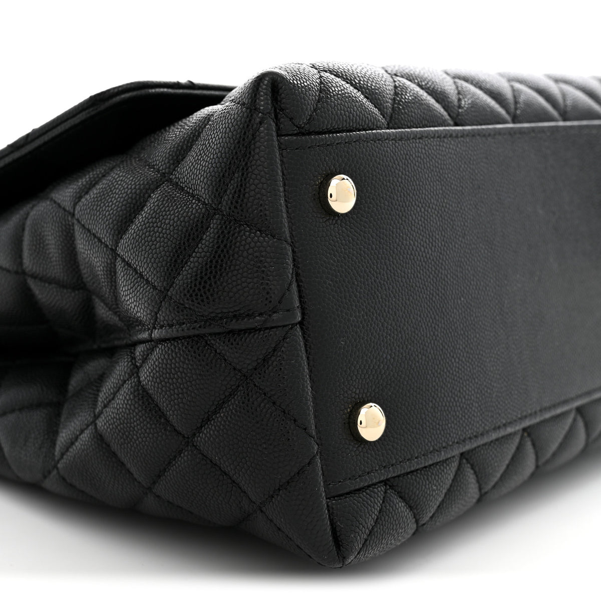 Caviar Quilted Small Coco Handle Flap Black