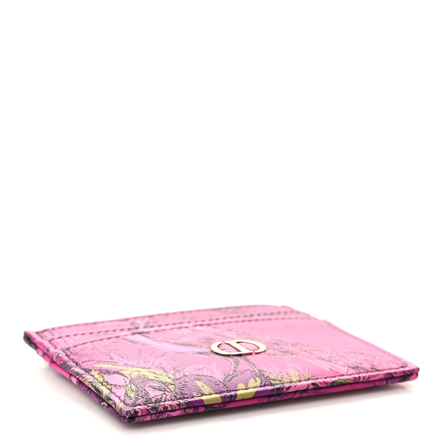 Calfskin Caro Printed Toile De Jouy Lady Dior Card Holder Pink