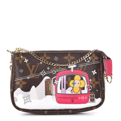 Louis Vuitton Monogram 2019 Christmas Animation Mini Courchevel Pochette Accessories Fuchsia 1 of 8