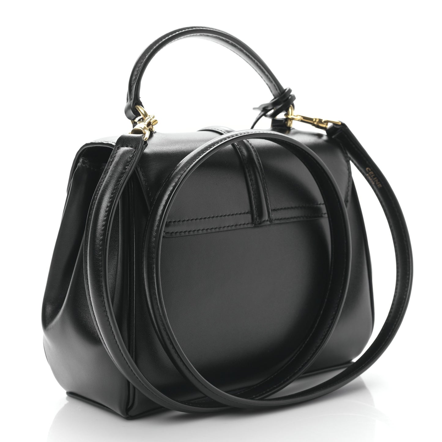 Satinated Calfskin Mini 16 Top Handle Bag Black