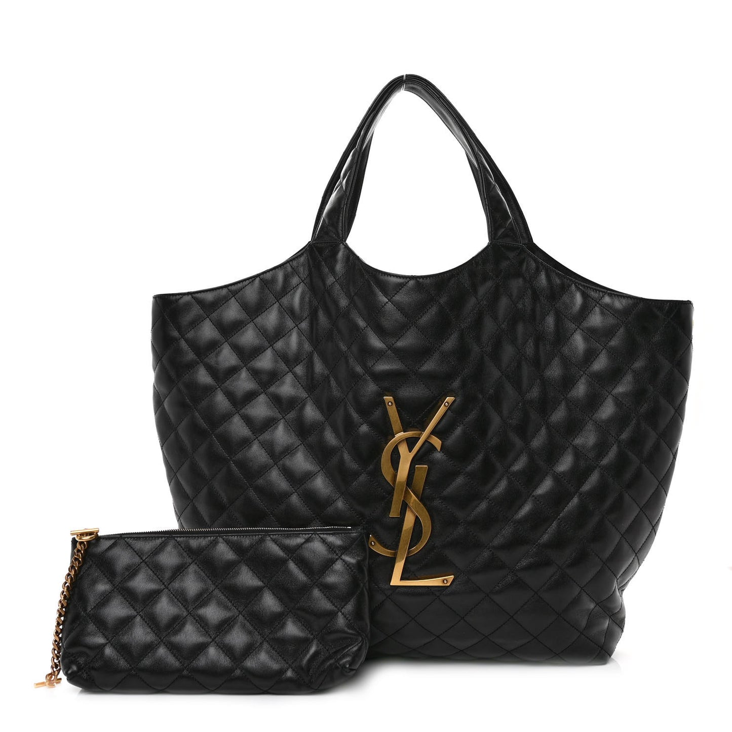 Lambskin Quilted Maxi Icare Shopping Tote Black