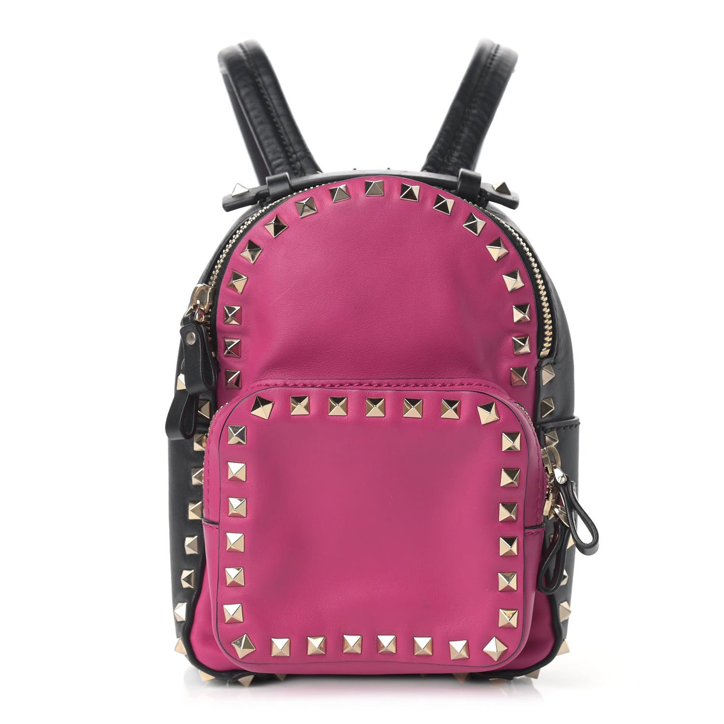 Calfskin Mini Rockstud Backpack Fuxia Black