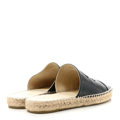 Chanel Iridescent Goatskin Patent CC Espadrille Mules 40 Black 4 of 9