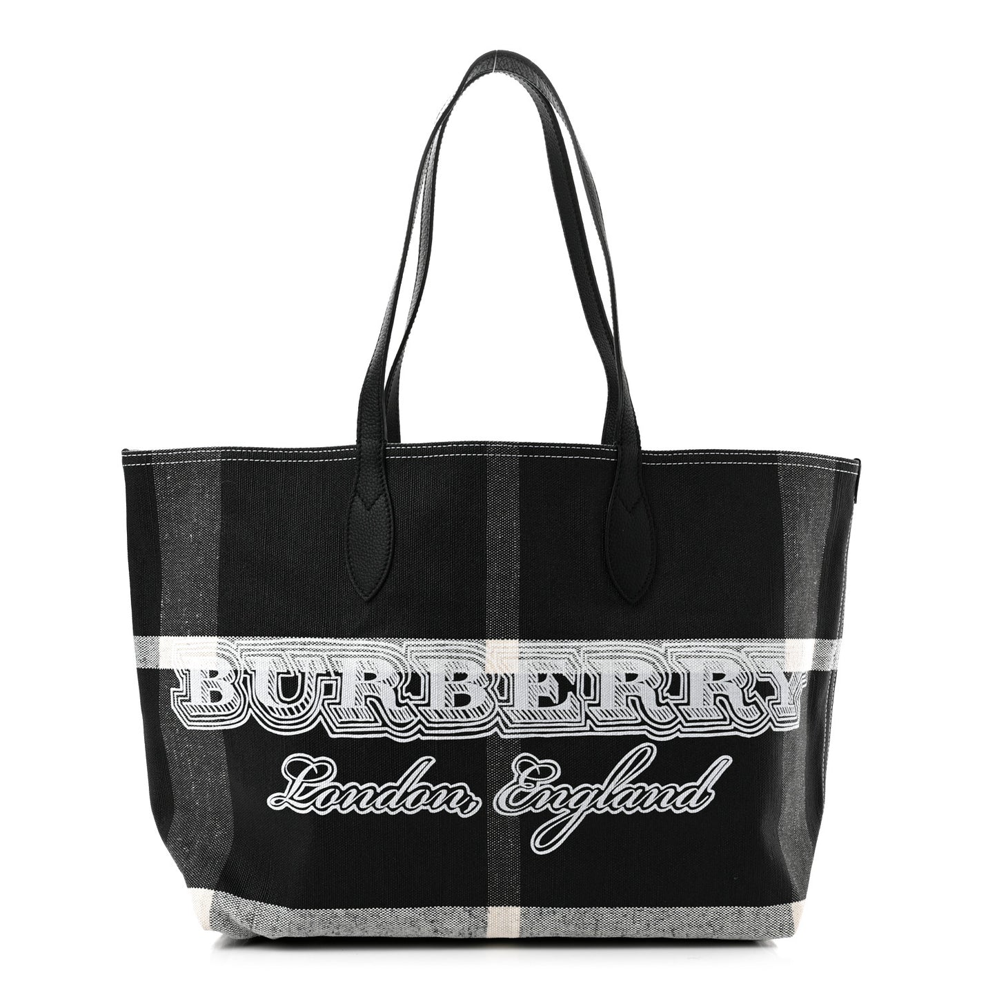 Coated Canvas Mega Check Medium Doodle Tote Black White
