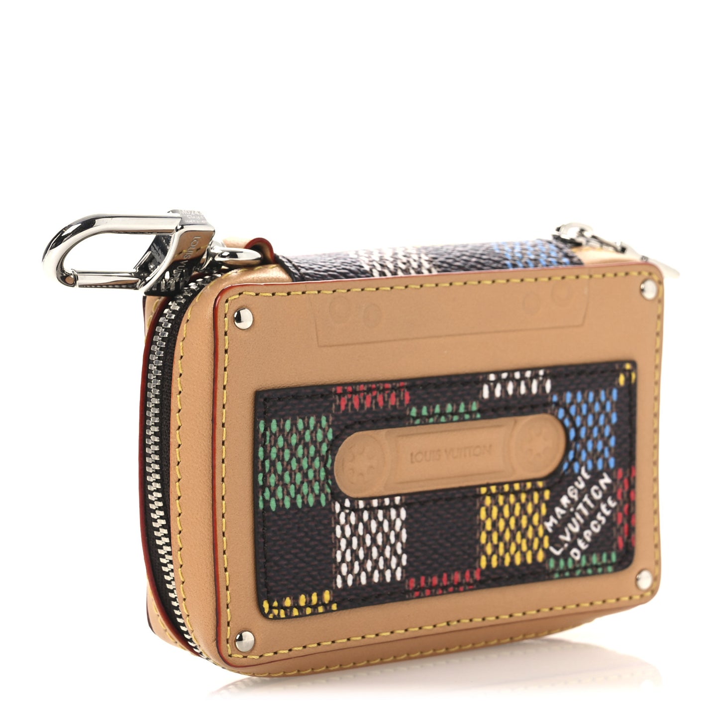 LV Vers Damier Tape Key Holder Bag Charm Multicolor