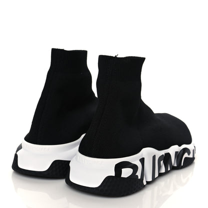 Balenciaga Neoprene Knit Speed Graffiti Sneakers 42 Black White 4 of 9