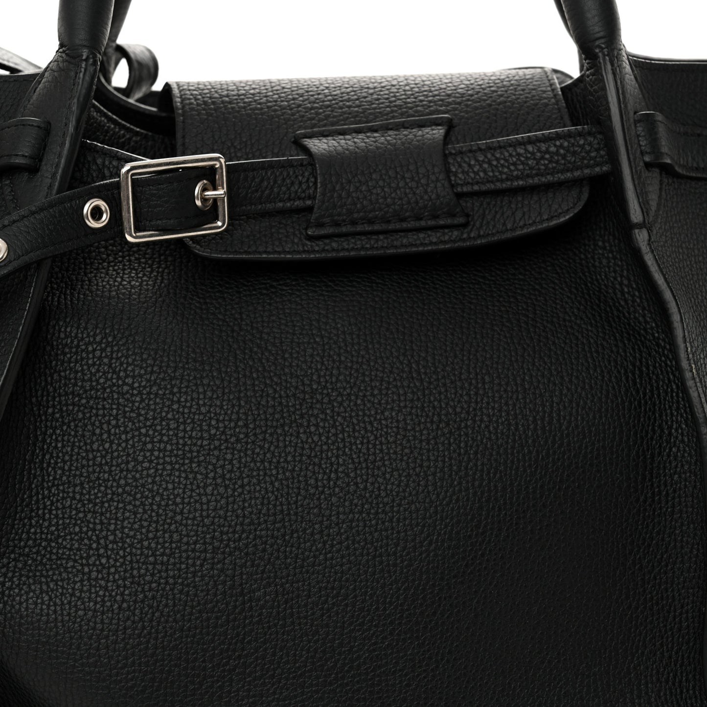 Supple Grained Calfskin Small Long Strap Big Bag Black