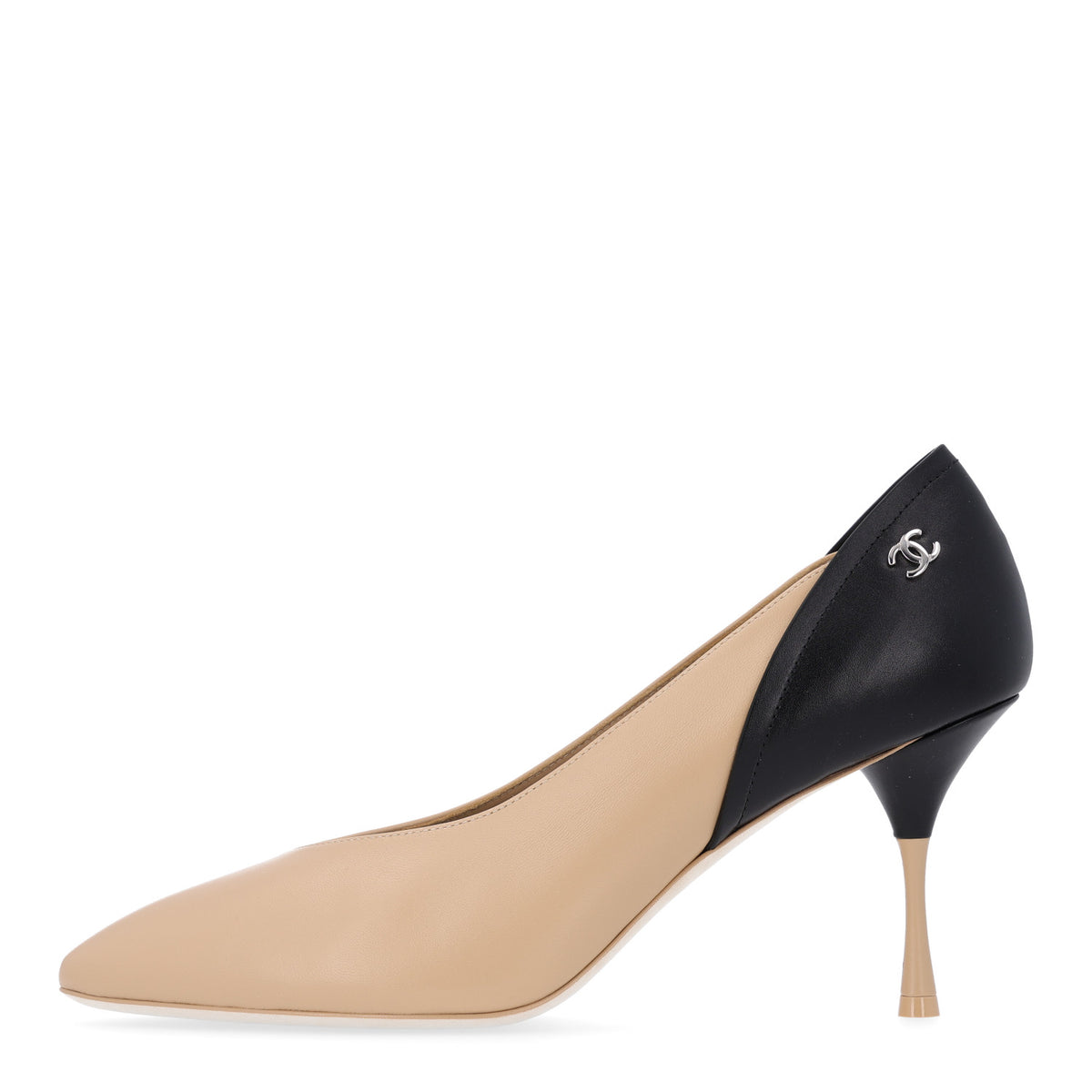 Chanel Lambskin Calfskin Cap Toe Pumps 40 Black Beige 1 of 11