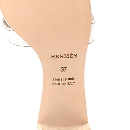 Hermes Calfskin Oasis Sandals 37 White 8 of 10
