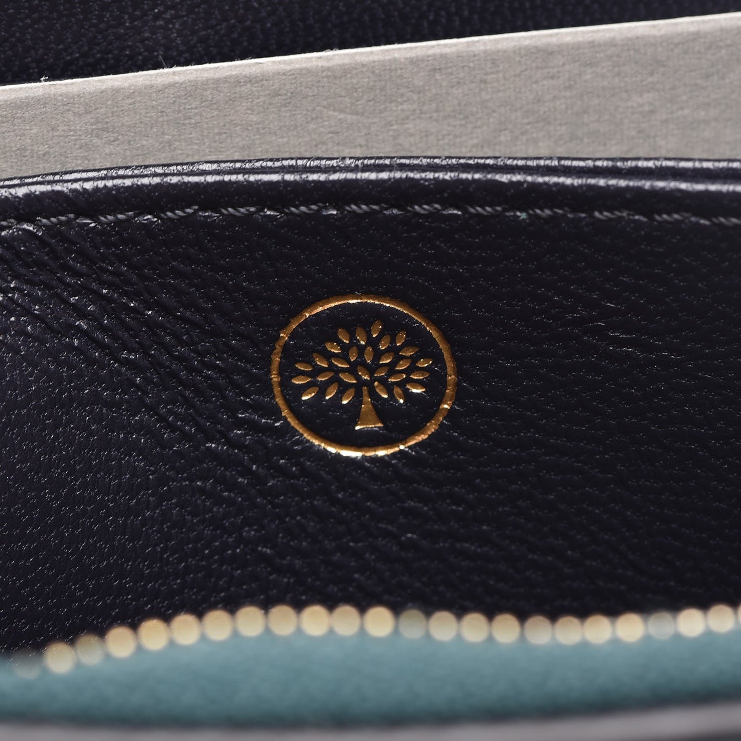 Small Classic Grain Zip Around Purse Ocean Green