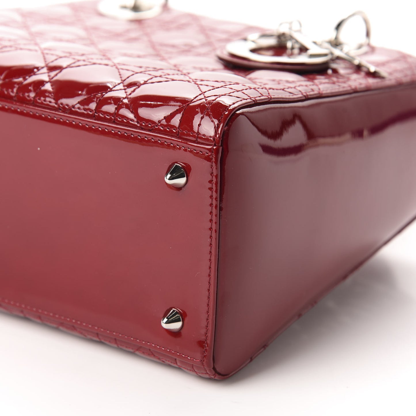 Patent Cannage Medium Lady Dior Red
