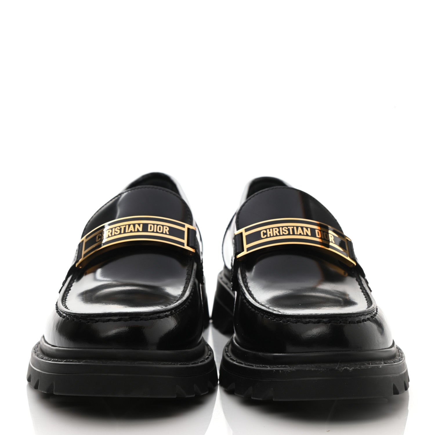 Christian Dior Brushed Calfskin Dior Code Lug Sole 15mm Loafers 35.5 Black 2 of 11