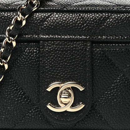 Chanel Caviar Quilted Mini Vanity Wrist Case With Chain Black 8 of 11