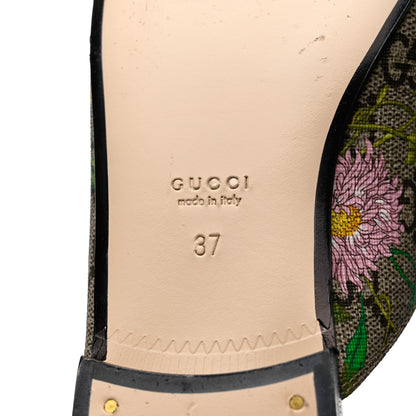 Gucci GG Supreme Monogram Flora Womens Princetown Slippers 37 Beige Ebony Multicolor Rosso 8 of 9