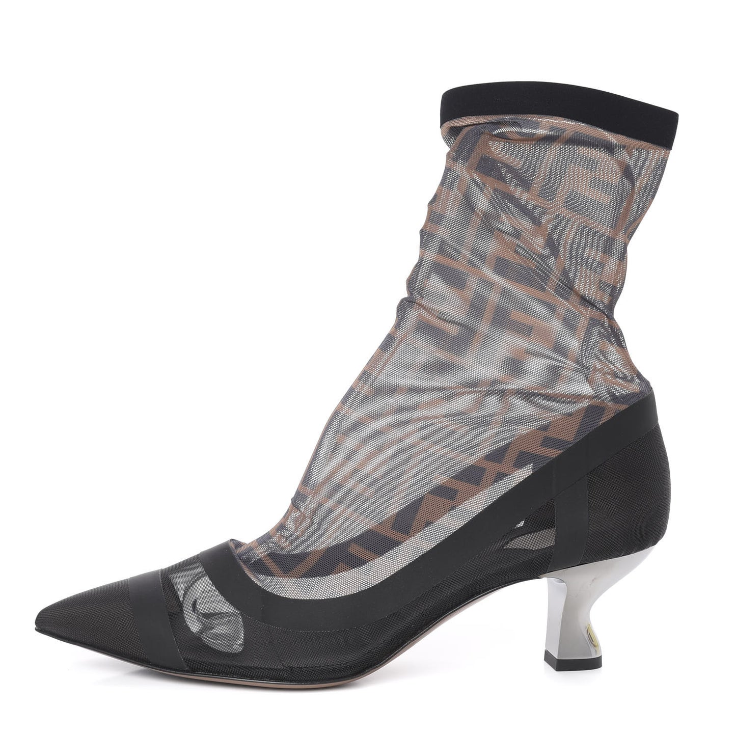 Technical Mesh FF Colibri Low Heel Ankle Boots 40 Black Tobacco