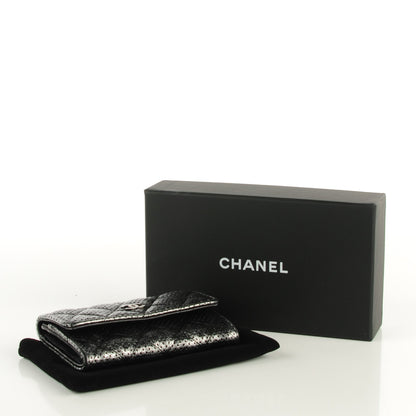 Chanel Metallic Calfskin Perforated Quilted Card Holder Grey 3 of 7