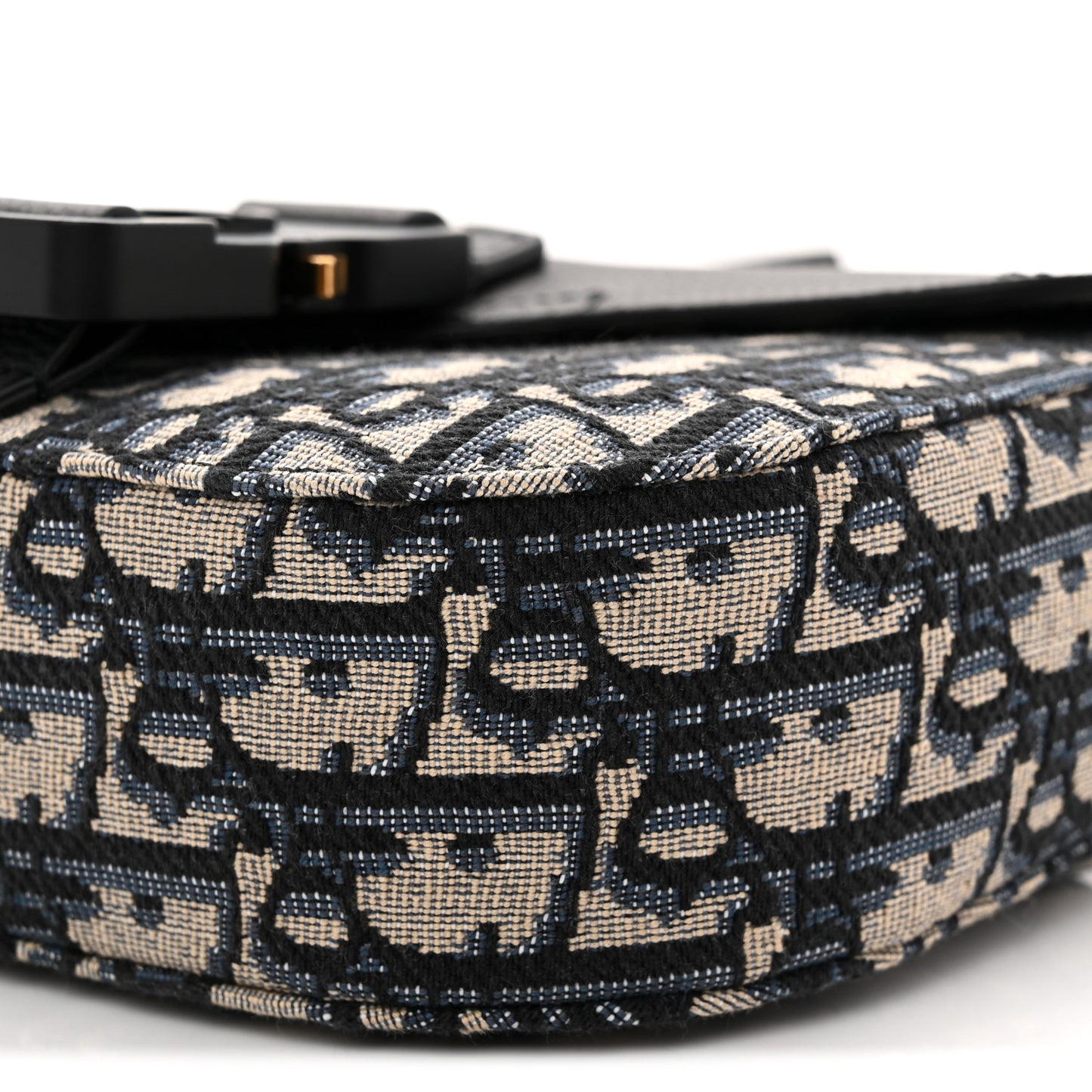 Grained Calfskin Oblique Mini Saddle Messenger Bag With Flap Beige Black