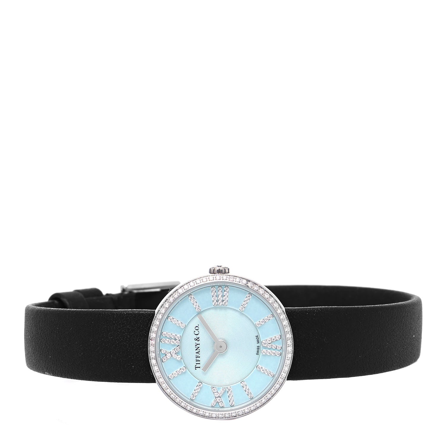 Tiffany Stainless Steel Calfskin Diamond Bezel 24mm Atlas 2-Hand Quartz Watch Tiffany Blue 2 of 5