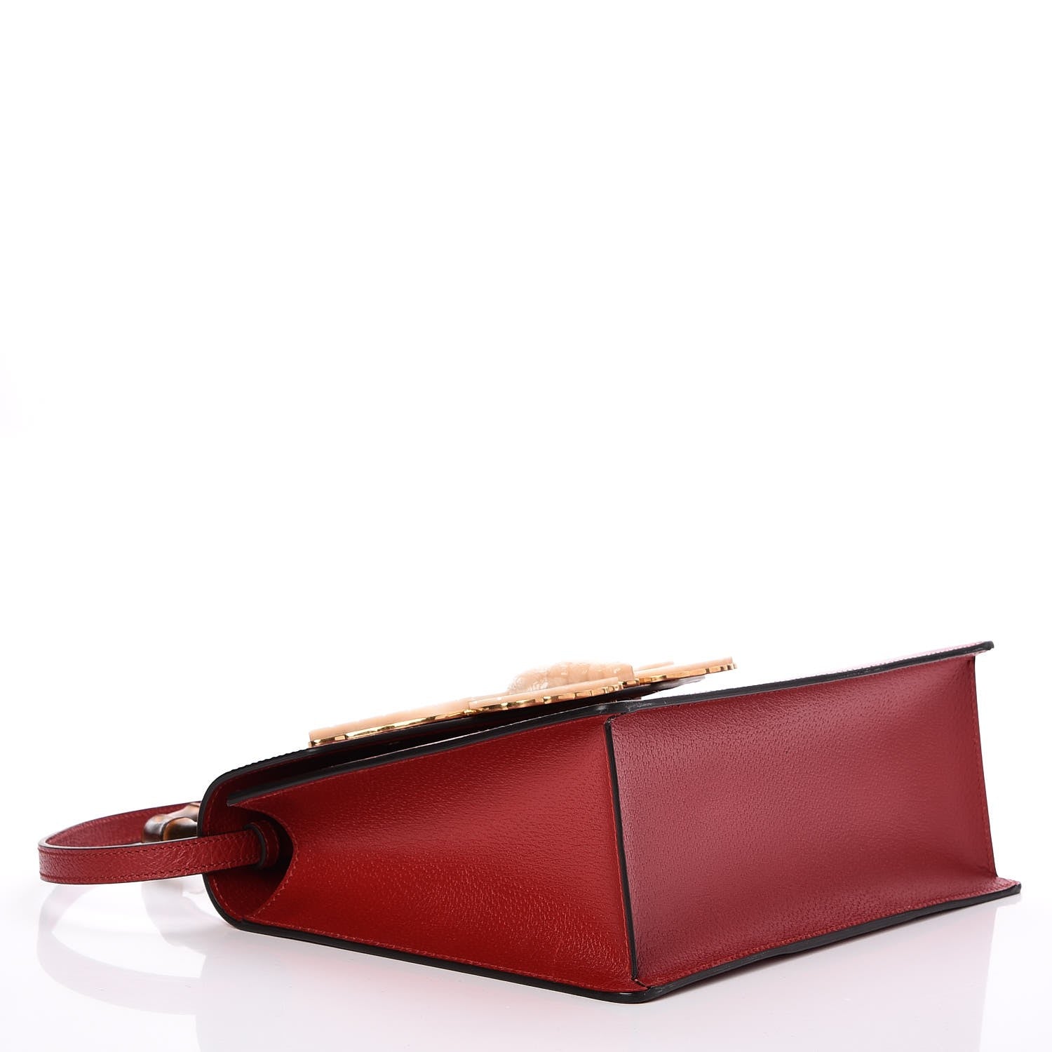 Gucci Calfskin Bamboo Web Medium Falena Moth Top Handle Bag Hibiscus Red 5 of 8