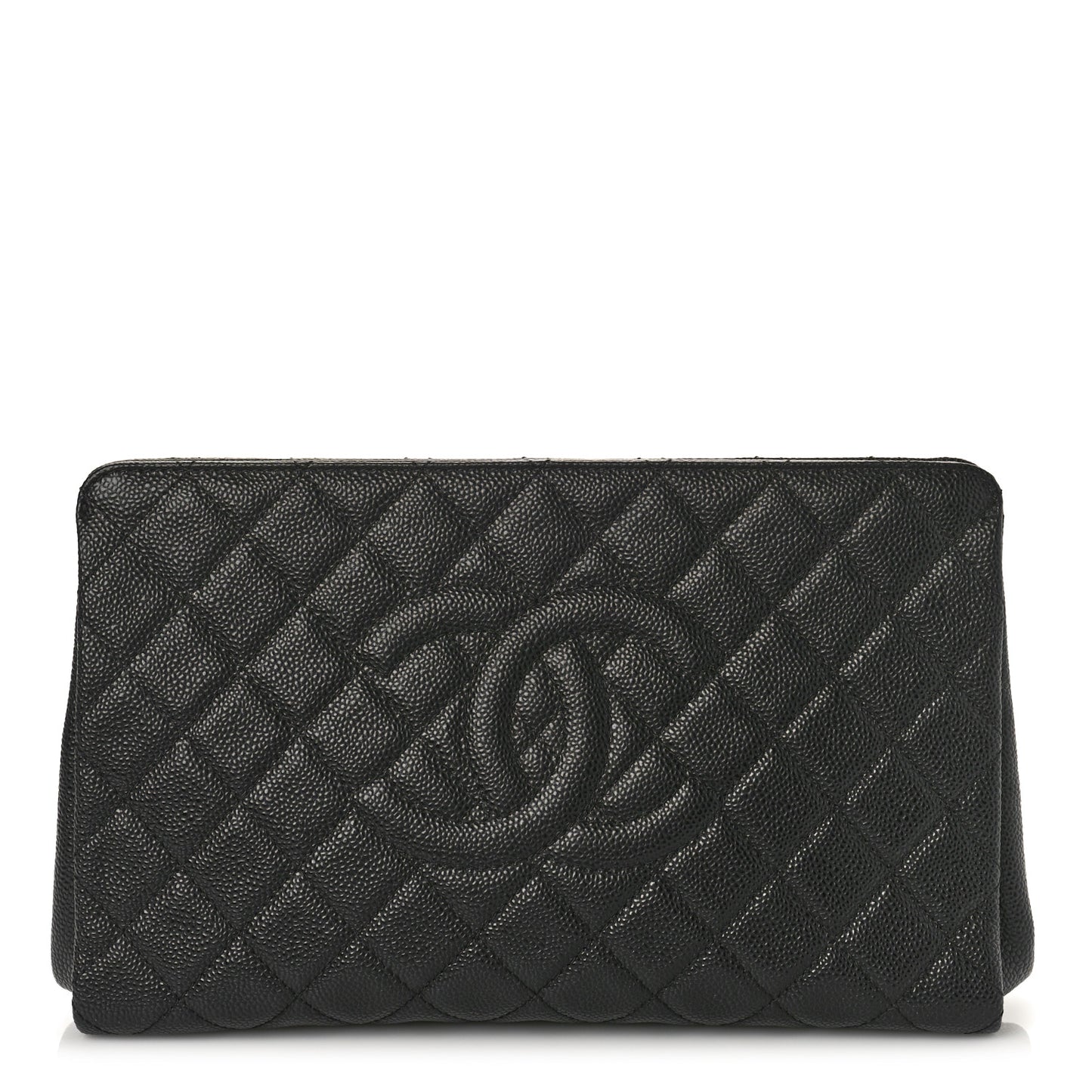 Caviar Quilted CC Large Clutch Black