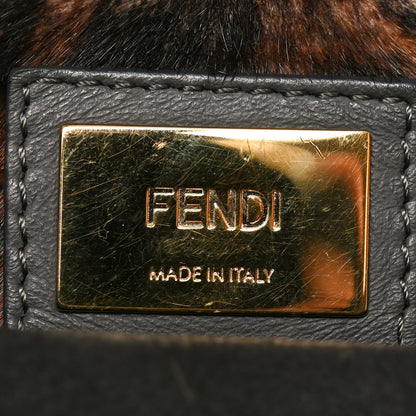 Fendi Suede Calfskin Hair Leopard Print Zucca Large Peekaboo Iconic Satchel Brown Grey 6 of 10